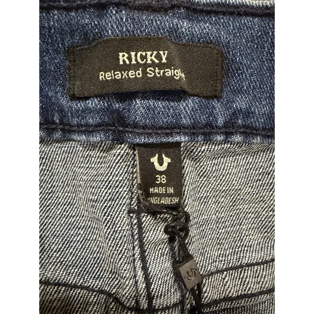 True Religion Ricky‎ Relaxed Straight Jeans Mens 38x34 (Fits 38x32.5) Tidal Wash